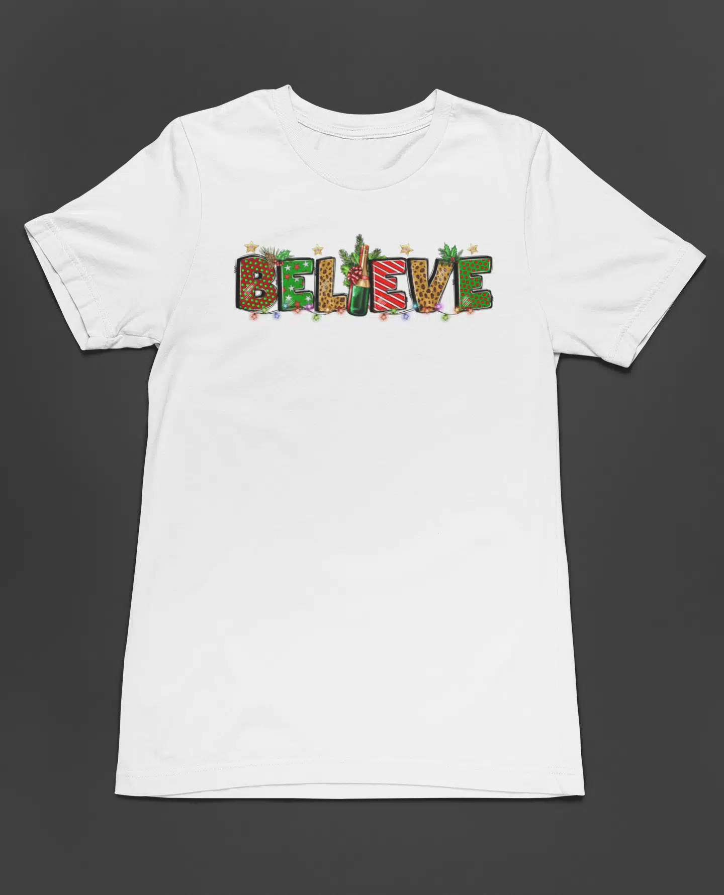 Bumeta Believe Christmas Yılbaşı Baskılı Christmas Unisex Tişört T-Shirt