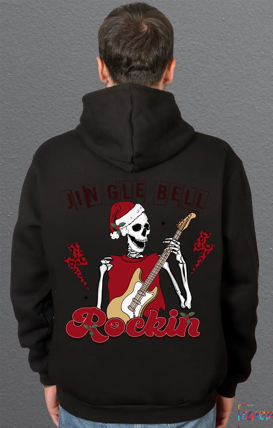Bumeta Christmas Rock Jingle Bell Rockin Sweatshirt Unisex Kapüşonlu Hoodie