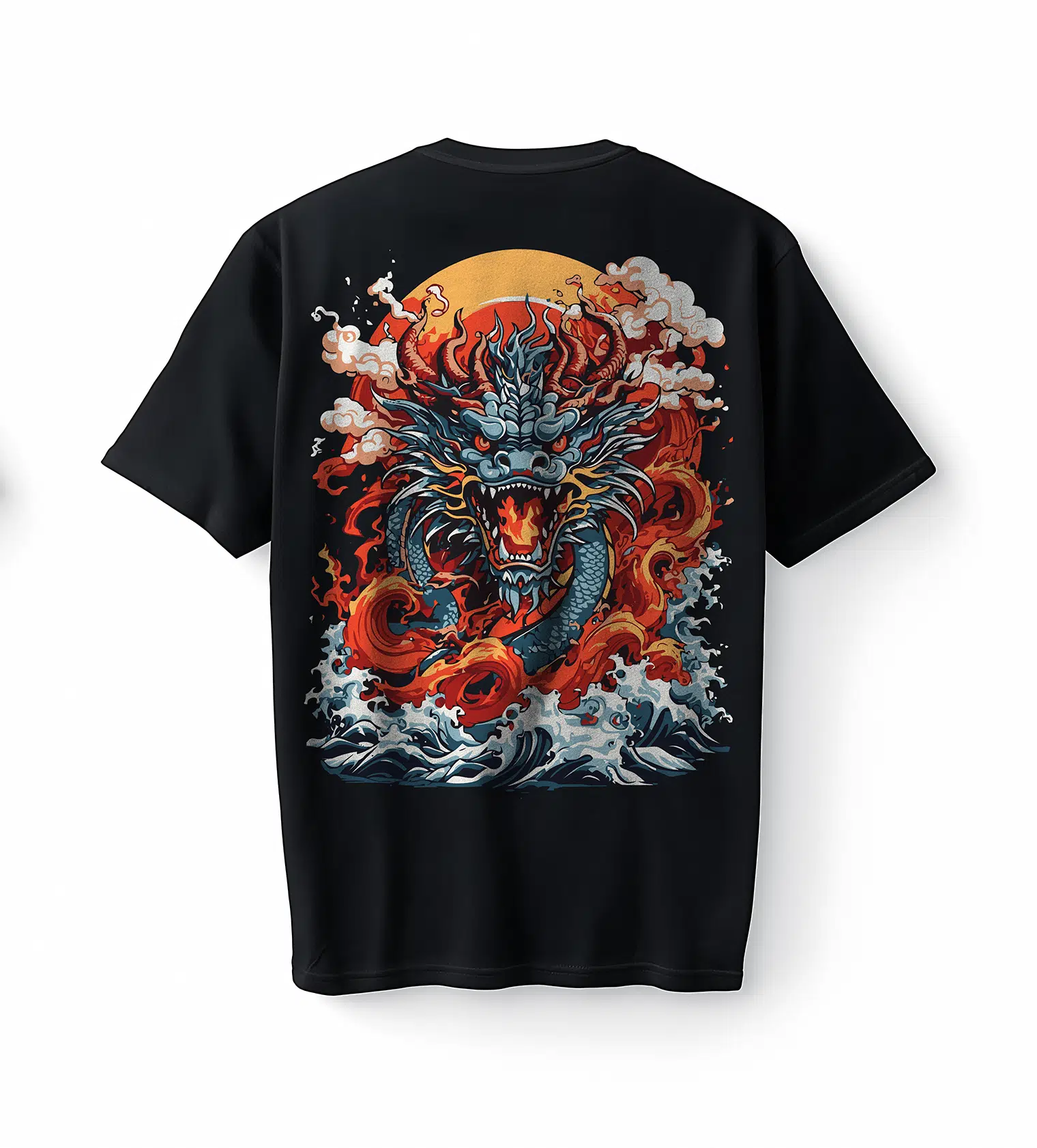 Bumeta Dragon Fire Flame Streetwear Oversize Unisex Tişört T-Shirt