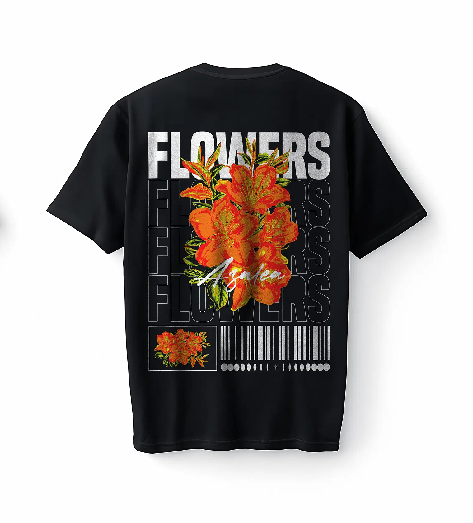 Bumeta Flowers Typography Çiçek Baskılı Oversize Unisex Tişört T-Shirt
