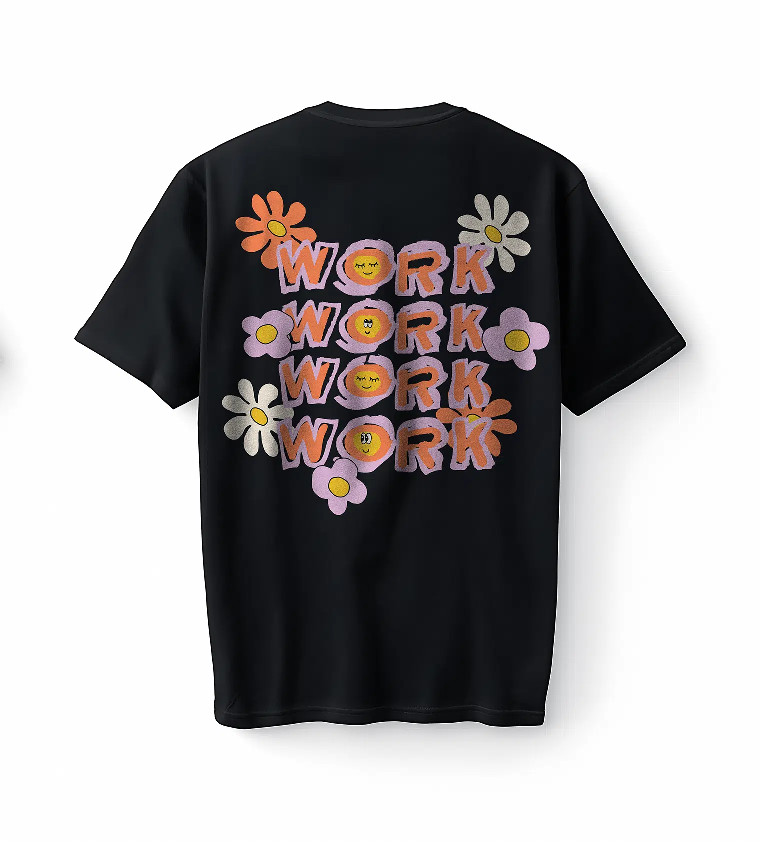 Bumeta Flowers Work Work Work Çiçek Baskılı Oversize Unisex Tişört T-Shirt