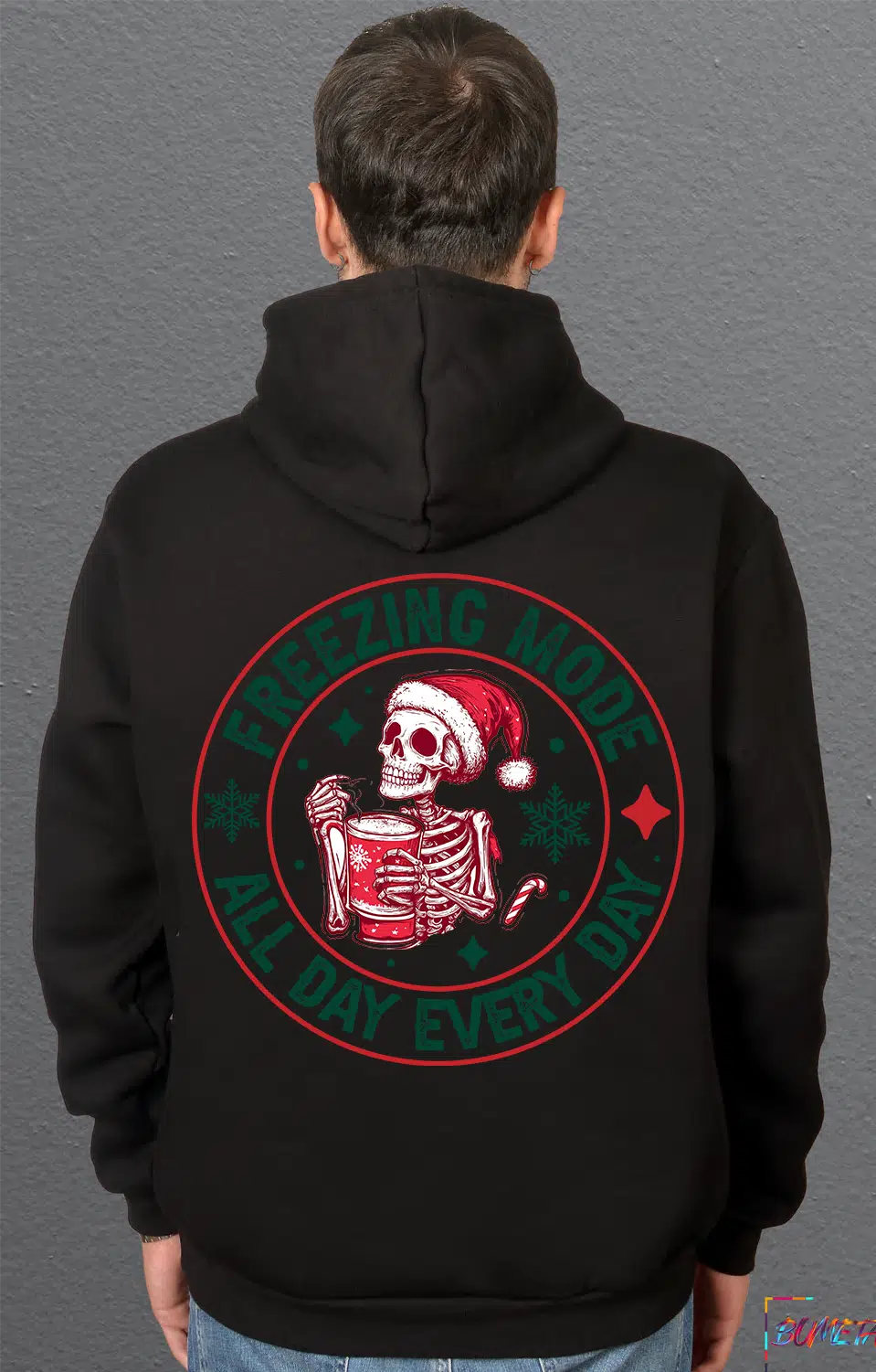 Bumeta Freezing Mode Christmas Yeniyıl Sweatshirt Unisex Kapüşonlu Hoodie