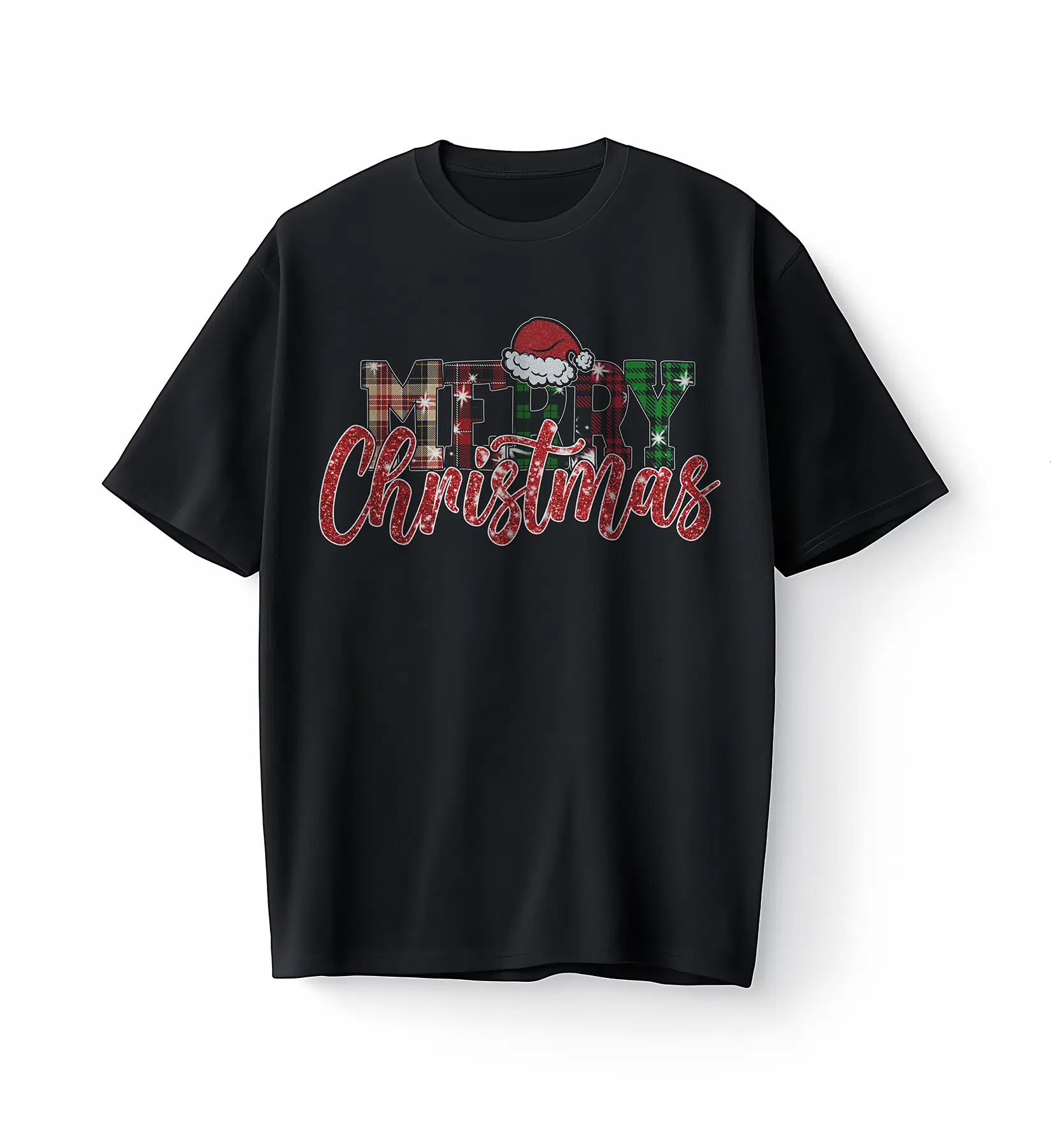 Bumeta Glitter Merry Christmas Noel Oversize Unisex Tişört T-Shirt