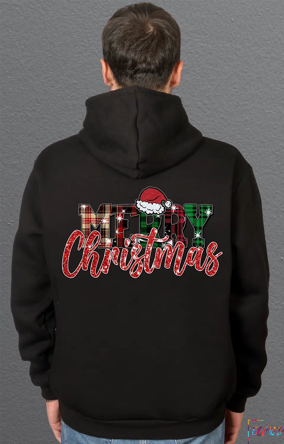 Bumeta Glitter Merry Christmas Noel Sweatshirt Unisex Kapüşonlu Hoodie