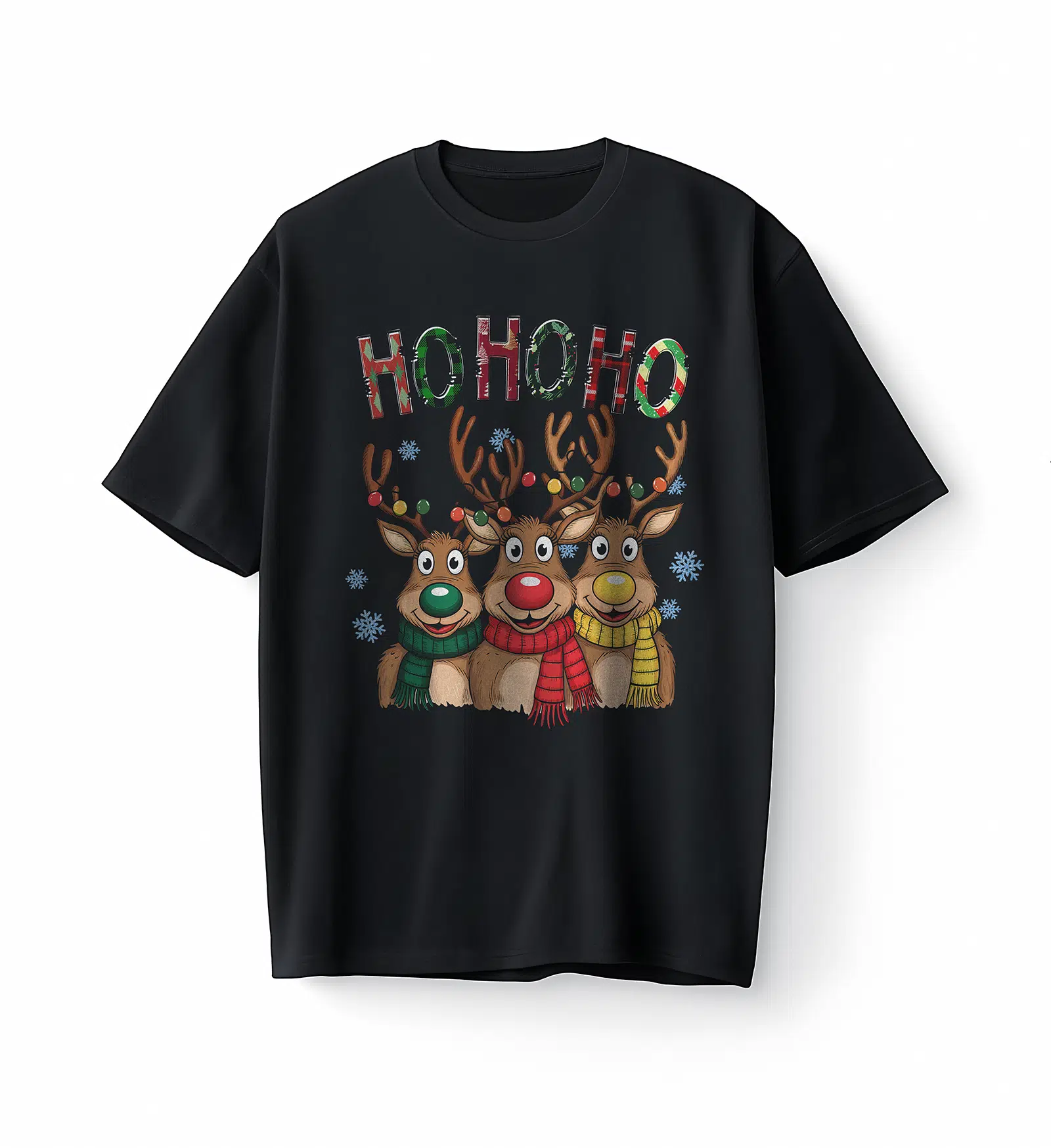 Bumeta Ho Ho Ho Noel Geyiği Yılbaşı Oversize Unisex Tişört T-Shirt