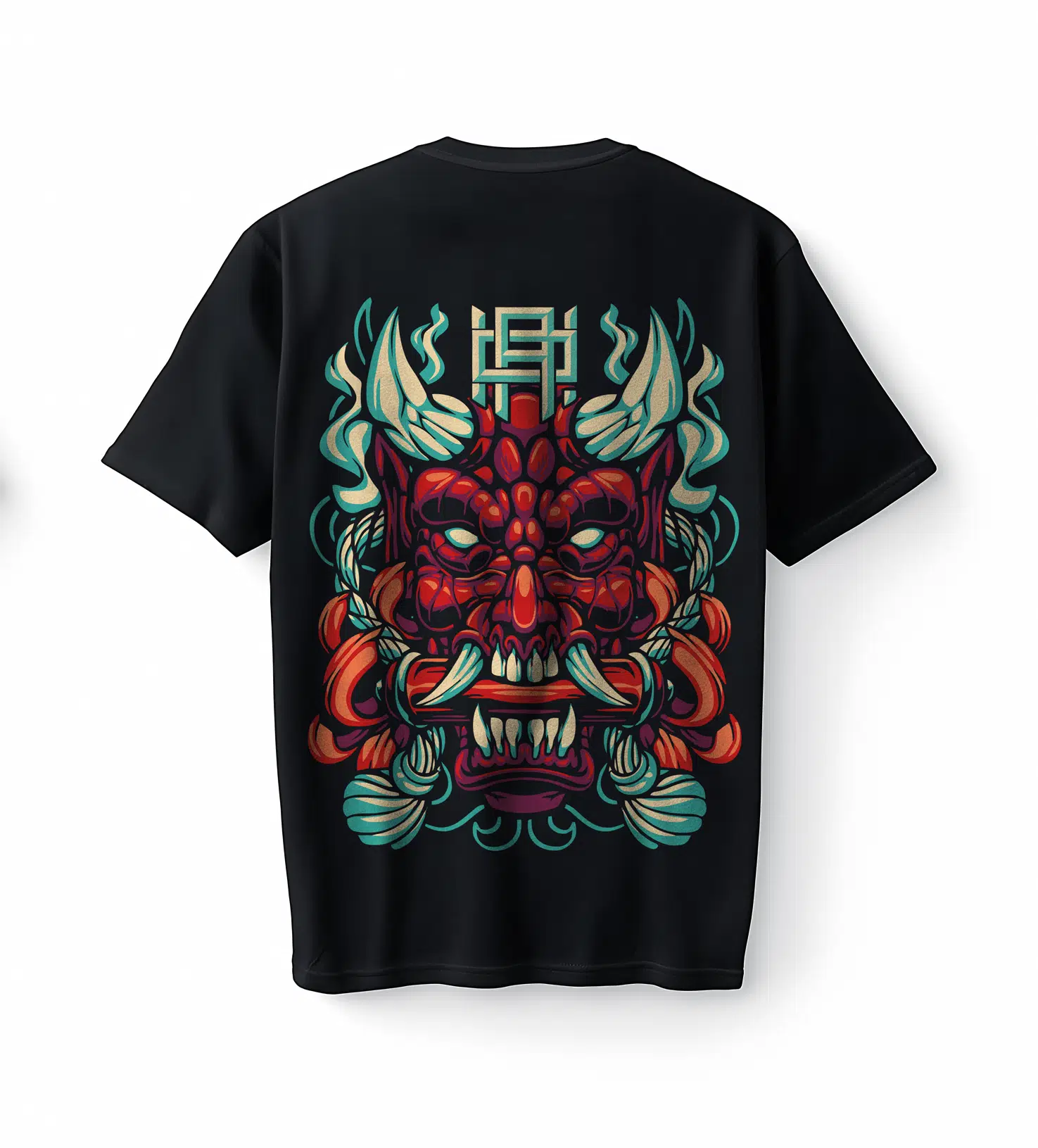 Bumeta Japanese Demon Mask Oversize Unisex Tişört T-Shirt