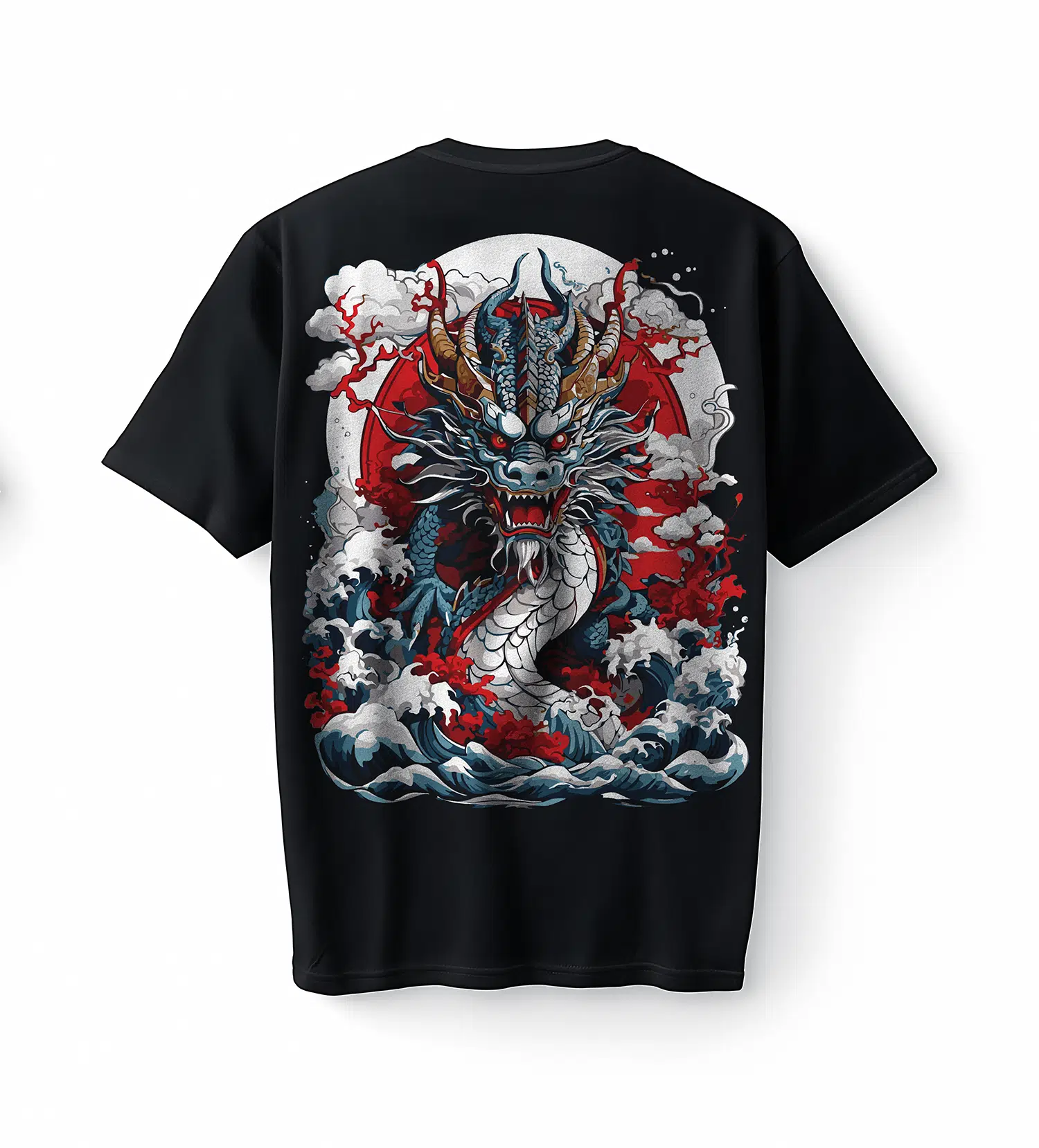 Bumeta Japon Ejderhası Baskılı Oversize Unisex Tişört T-Shirt