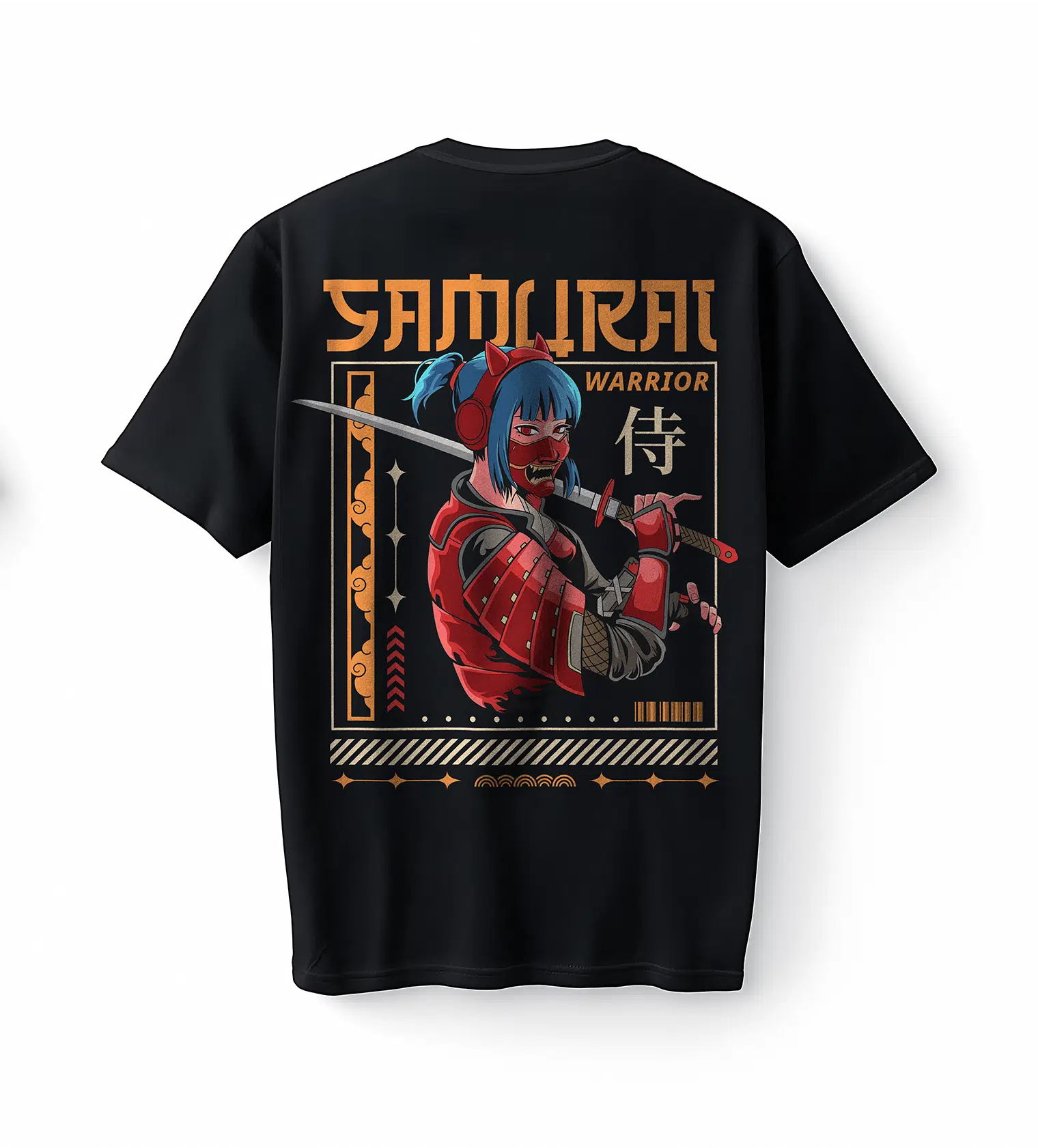 Bumeta Japon Samurai Anime Warrior Oversize Unisex Tişört T-Shirt