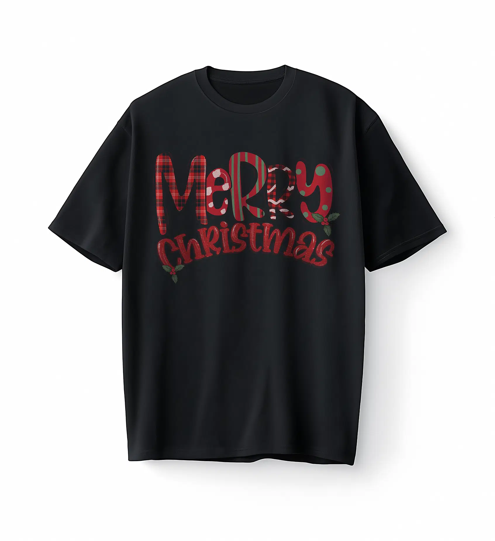 Bumeta Klasik Yılbaşı Merry Christmas Baskılı Oversize Unisex Tişört T-Shirt