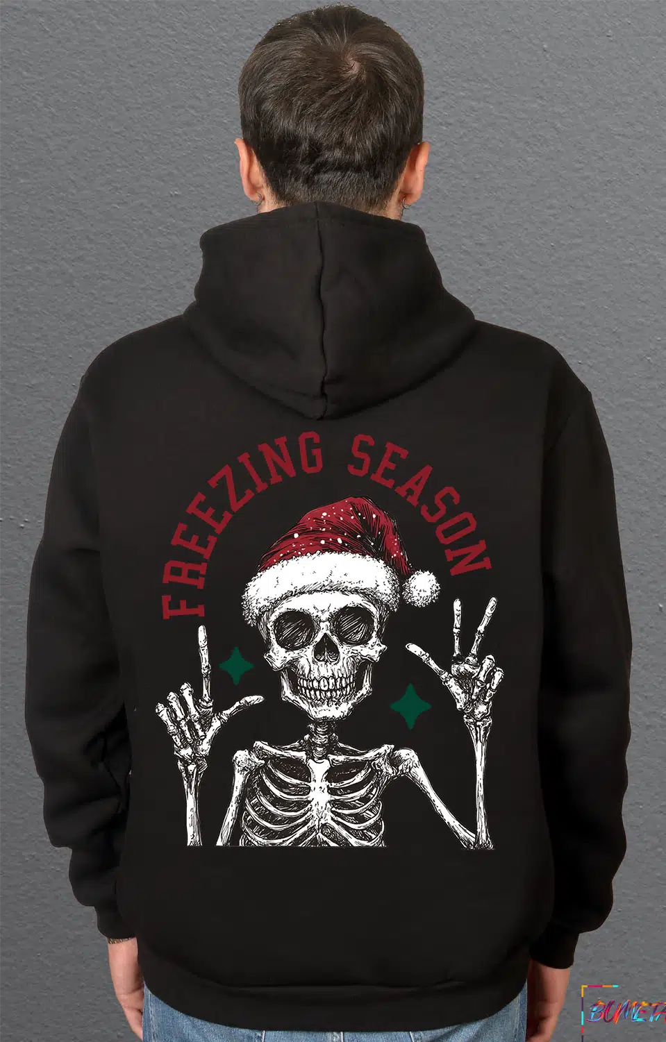Bumeta Noel Temalı Christmas Freezing Season Sweatshirt Unisex Kapüşonlu Hoodie