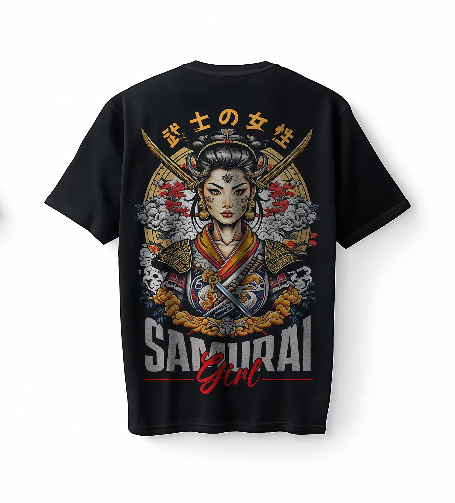 Bumeta Samurai Girl Japon Savaşçı Samuray Anime Baskılı Oversize Unisex Tişört T-Shirt