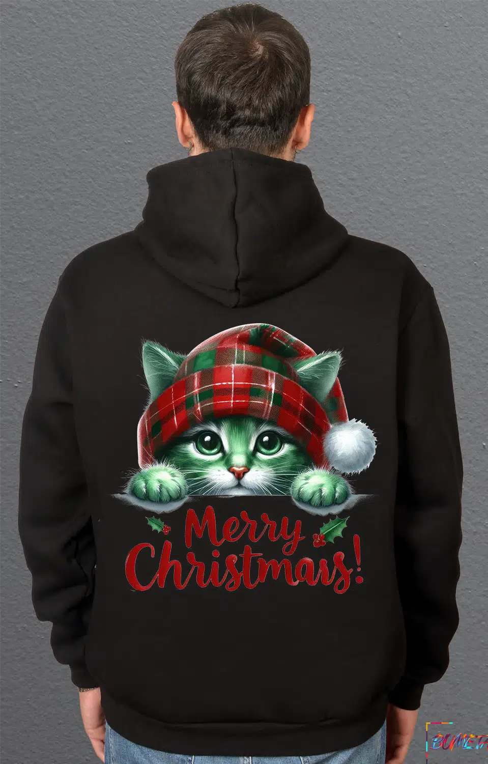 Bumeta Sevimli Kedi Yılbaşı Cute Christmas Sweatshirt Unisex Kapüşonlu Hoodie