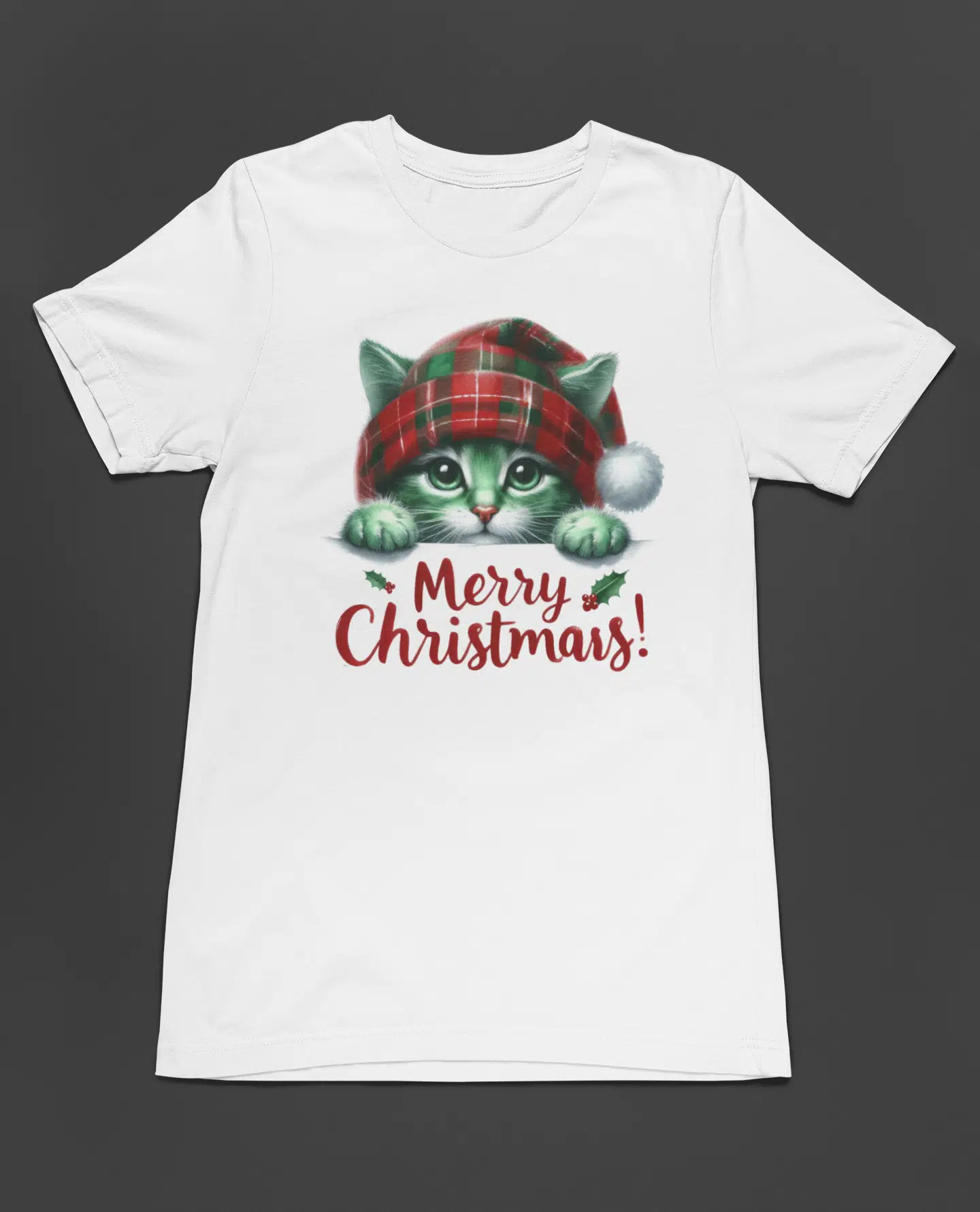 Bumeta Sevimli Kedi Yılbaşı Cute Christmas Unisex Tişört T-Shirt