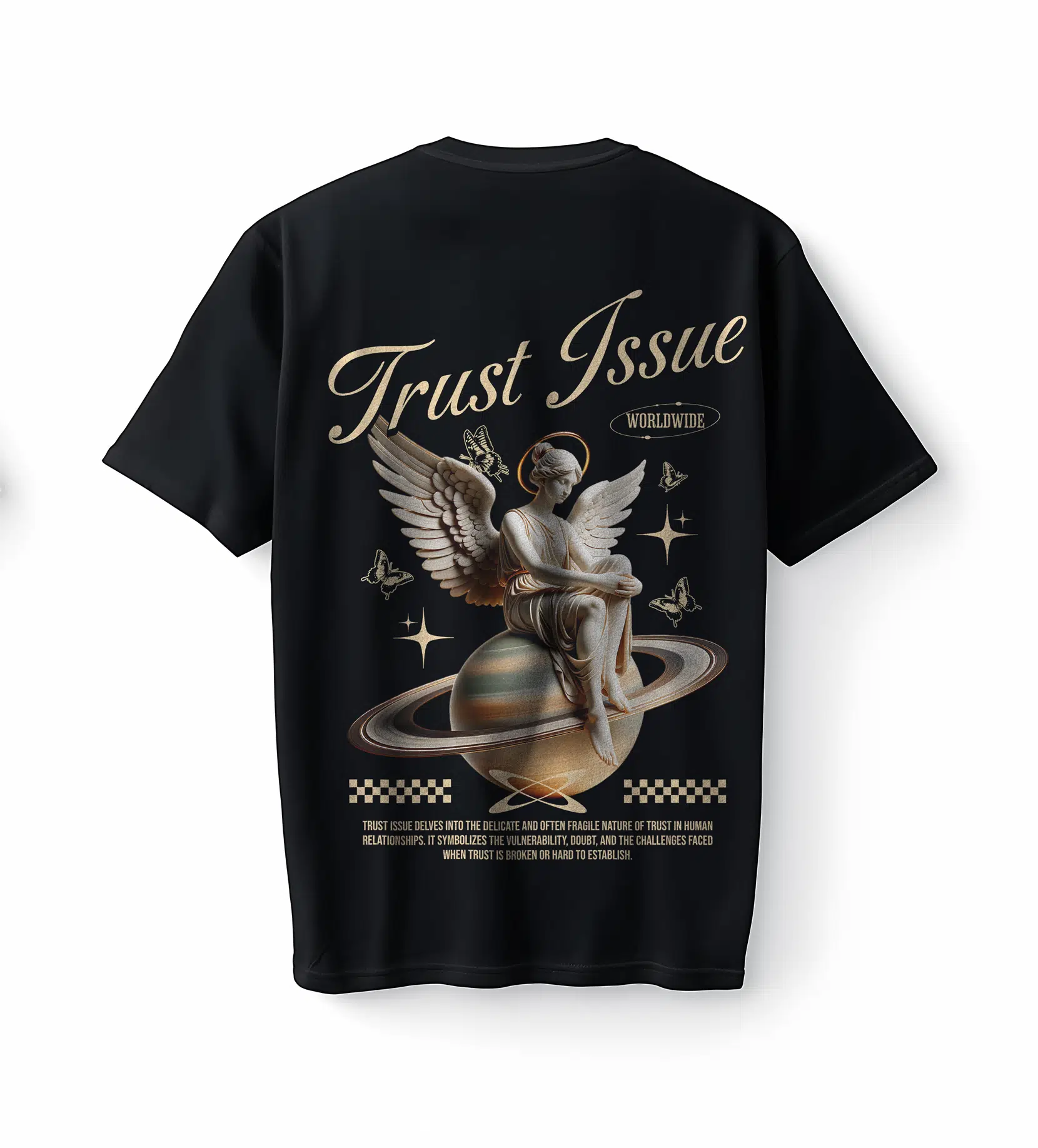 Bumeta Trust Issue Angel Saturn Graphic Oversize Unisex Tişört T-Shirt