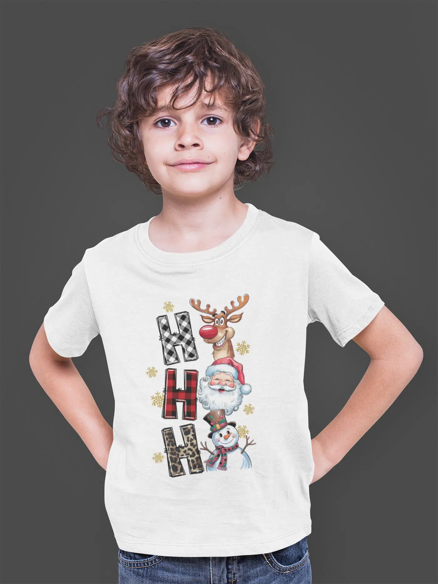 Bumeta Yılbaşı Hoodie HO HO HO Noel Geyik Santa Kardan Adam Baskılı Çocuk Tişört T-shirt