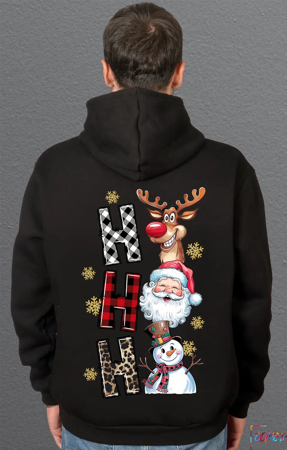 Bumeta Yılbaşı Hoodie HO HO HO Noel Geyik Santa Kardan Adam Baskılı Sweatshirt Unisex Kapüşonlu Hoodie