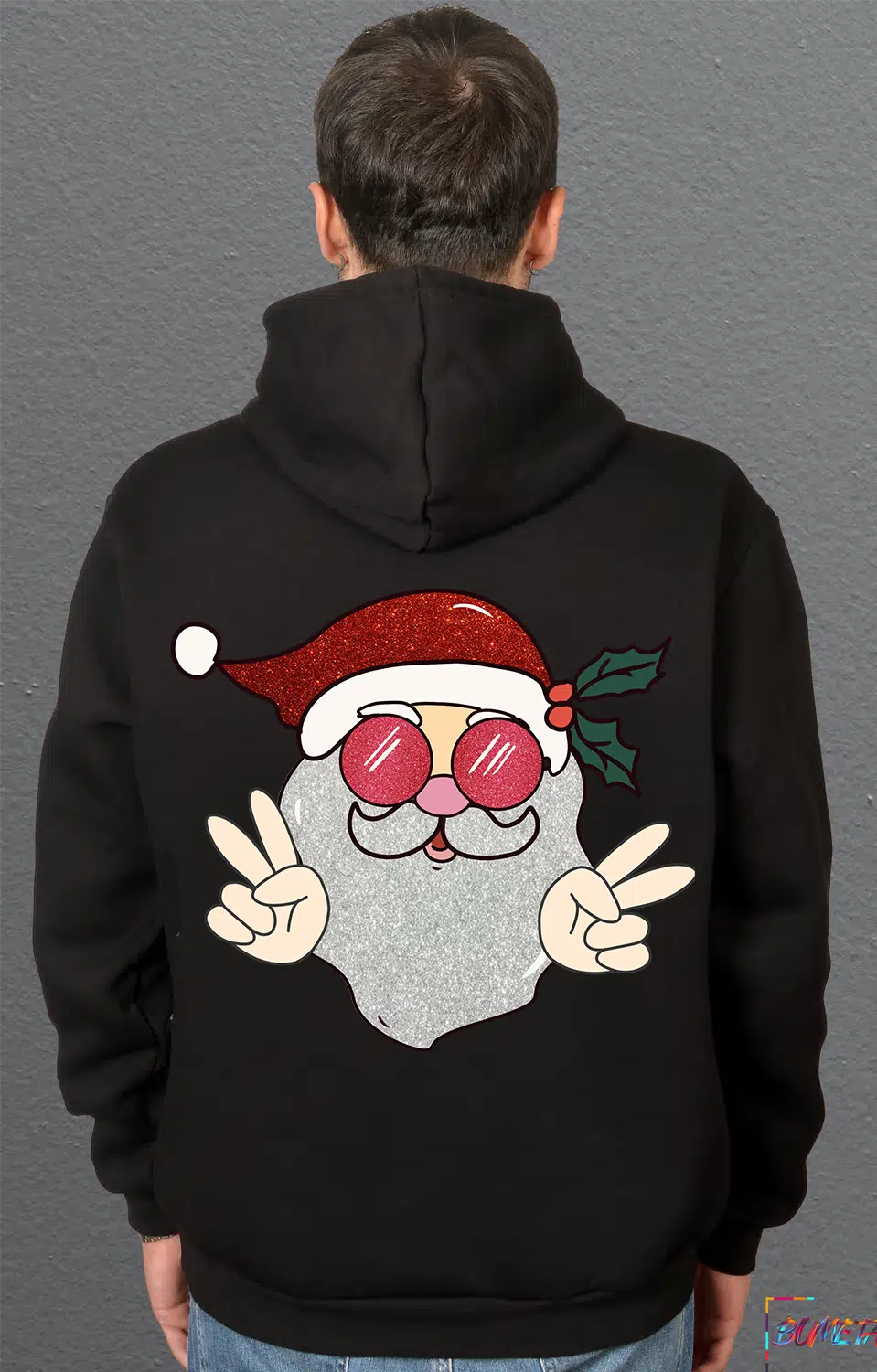 Bumeta Yılbaşı Santa Noel Baba Peace Sweatshirt Unisex Kapüşonlu Hoodie